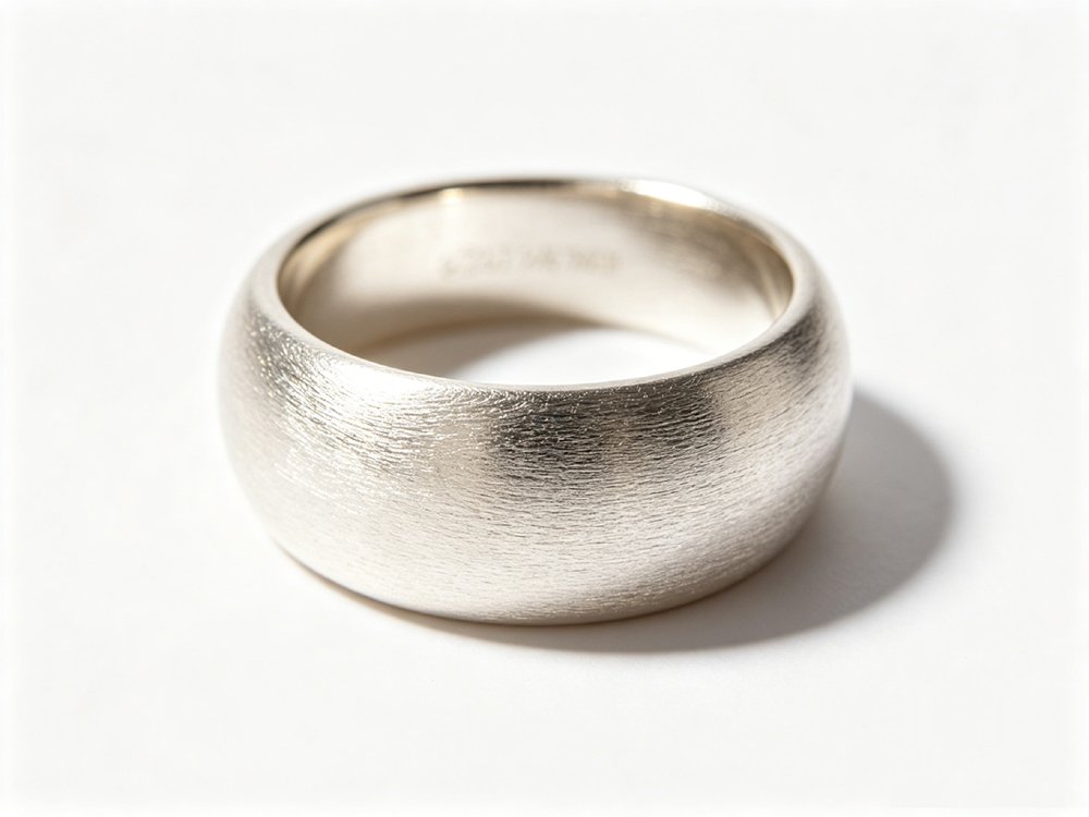 Soft natural metallic luster and fine surface texture of genuine silver ring