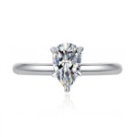 Solitaire teardrop moissanite promise ring, 1/2 carat D-color gem