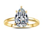 2ct teardrop moissanite promise ring for couples, 18K gold plated 925 silver