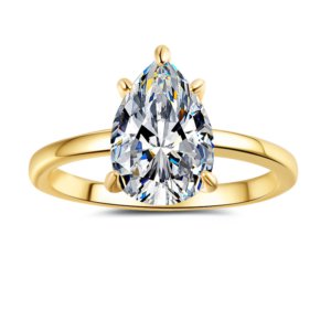2ct teardrop moissanite promise ring for couples, 18K gold plated 925 silver