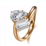 Close up double diamond ring total 2.1 carats lab grown diamond inlay