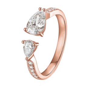 18K rose gold lab diamond toi et moi ring same design as white gold version