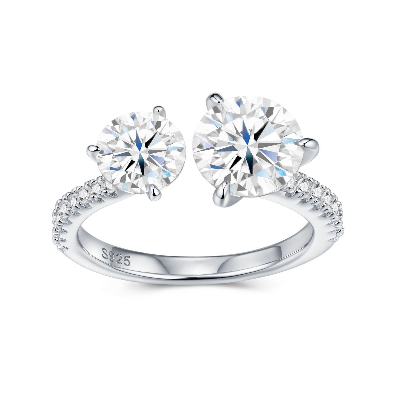 Moissanite toi et moi ring 3.2CT round cut S925 sterling silver for women