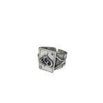 Men's vintage heart ring in S925 sterling silver with ace of hearts design.