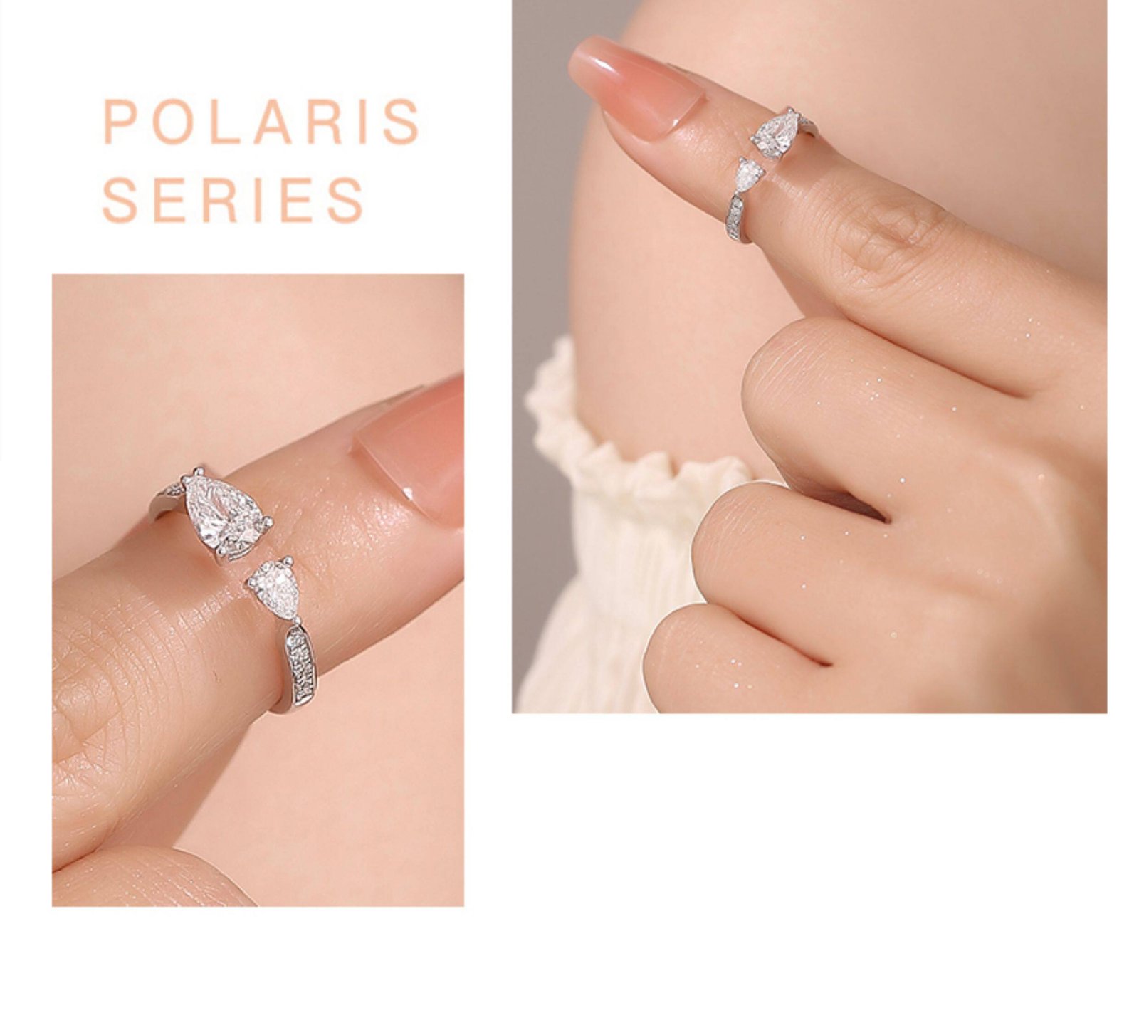 Stacked look of toi et moi ring with other jewelry, demonstrating versatile styling options