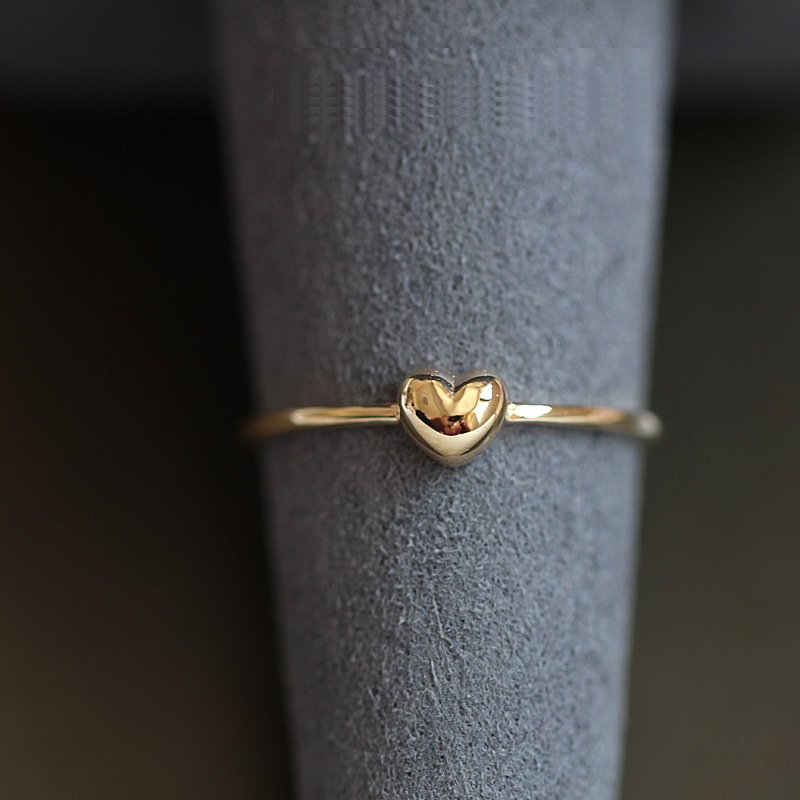 14k gold plated small heart ring dainty adjustable band