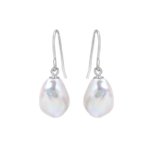 8mm white irregular cultured freshwater baroque pearl arlet hook earrings S925 silver main product shot