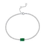 Aunt tennis bracelet with 1 carat lab-grown emerald 5mm × 7mm in 925 silver