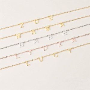 S925 silver initial letter necklace in silver, gold and rose gold tones