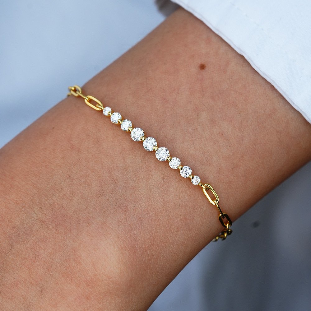 Hypoallergenic silver sister bracelet with moissanite for everyday casual wear