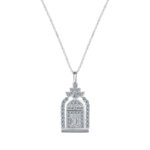 Elegant Door of Happiness castle necklace GRA moissanite 925 sterling silver