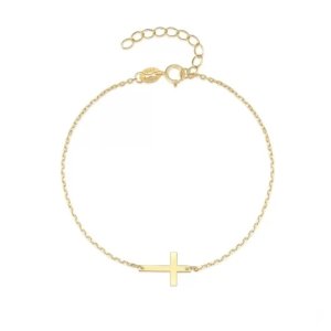 SYMARA delicate small sideways cross bracelet minimalist style