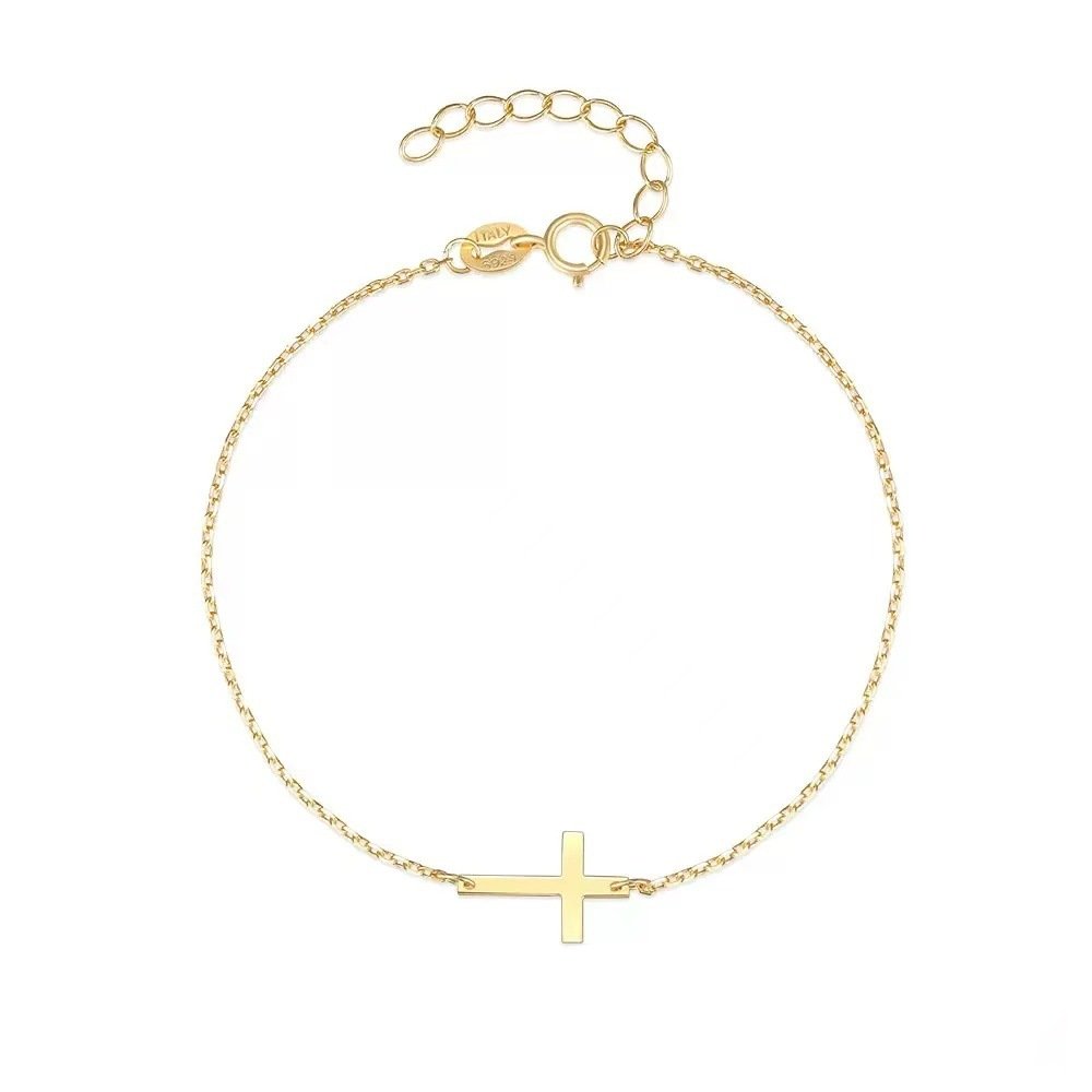 SYMARA delicate small sideways cross bracelet minimalist style