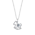 GRA certified 0.5ct moissanite rocking horse necklace, 925 sterling silver collarbone jewelry