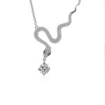GRA certified 0.5ct moissanite snake necklace with 925 sterling silver O-link chain