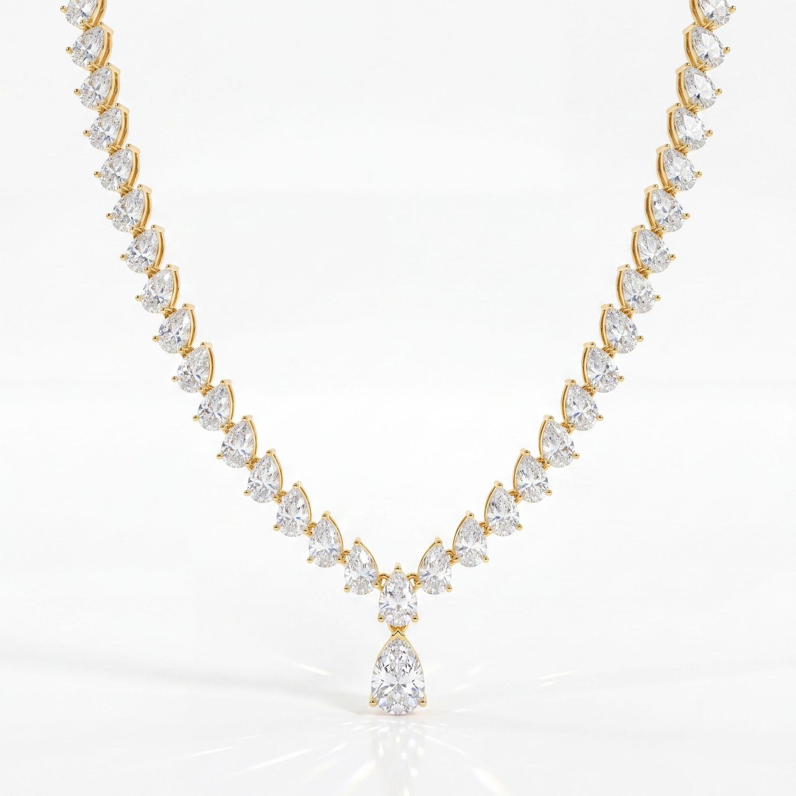 GRA certified pear moissanite tennis necklace, 18K gold & white gold plated S925 silver necklace for niece from aunt