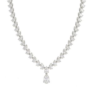 GRA certified pear moissanite tennis necklace, 18K gold & white gold plated S925 silver necklace for niece from aunt