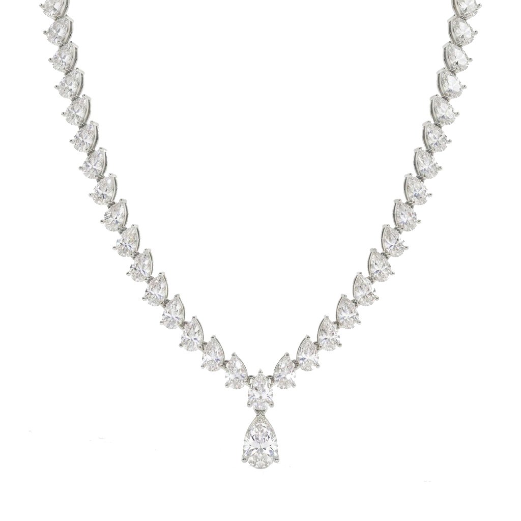 GRA certified pear moissanite tennis necklace, 18K gold & white gold plated S925 silver necklace for niece from aunt