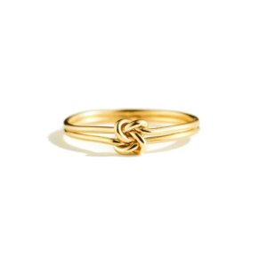 Minimalist knot sister ring made of 925 sterling silver with gold plating