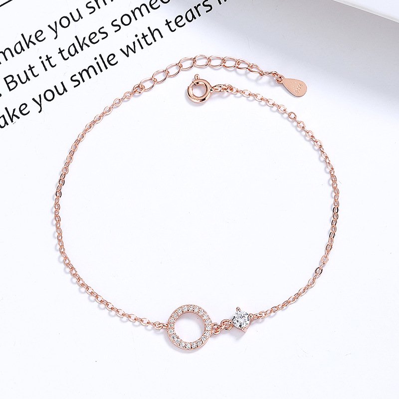 Love Gravity rose gold plated grandmother granddaughter bracelet, 925 silver circle design with cubic zirconia accent