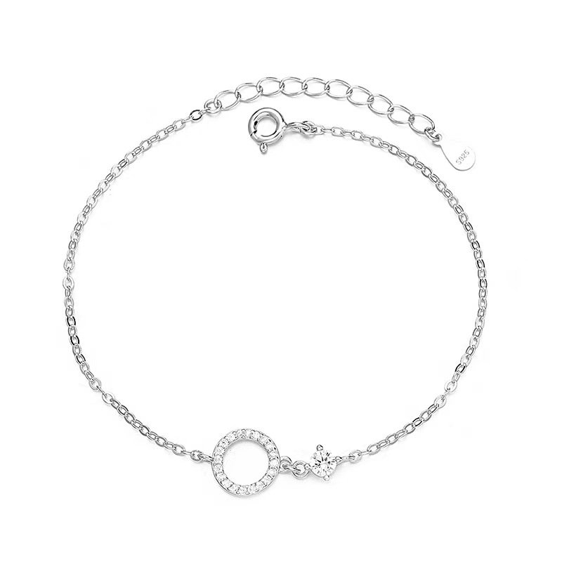 Love Gravity grandmother granddaughter bracelet, white gold plated 925 sterling silver with cubic zirconia, elegant circle jewelry