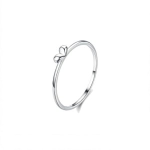 sleek mini heart ring adjustable thin band in sterling silver