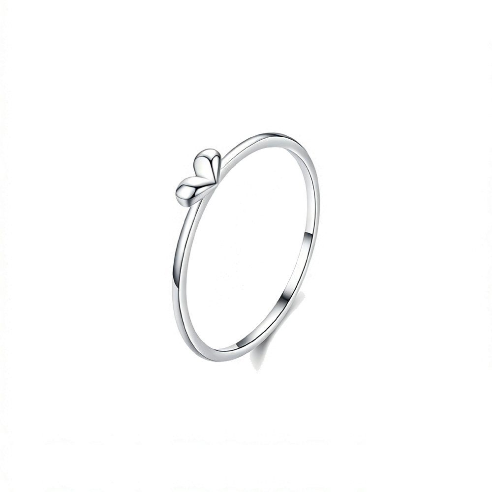 sleek mini heart ring adjustable thin band in sterling silver