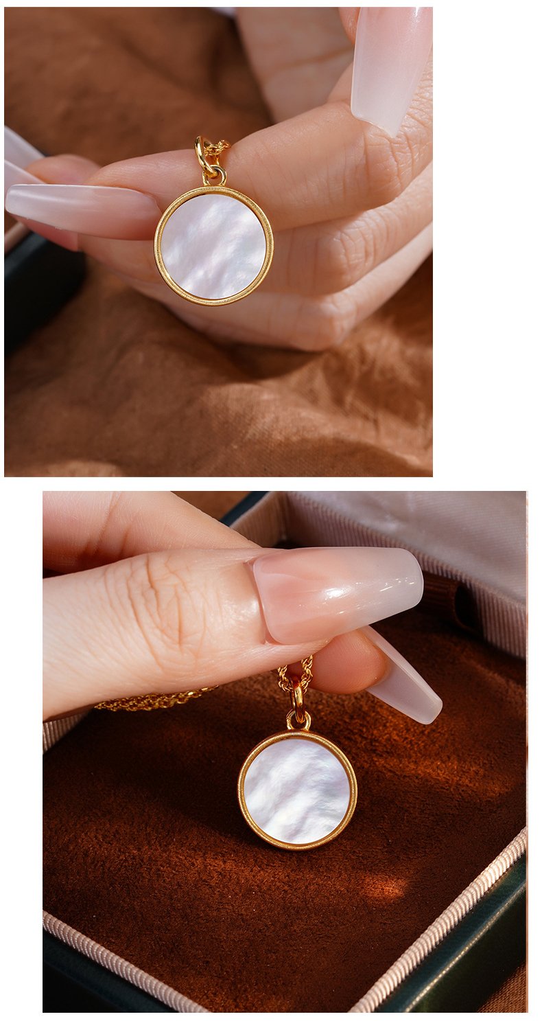 Natural mother-of-pearl side of reversible niece necklace from aunt