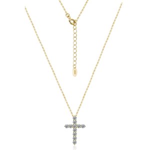 Close-up view of pavé set 1.1ct D color VVS1 moissanite cross pendant