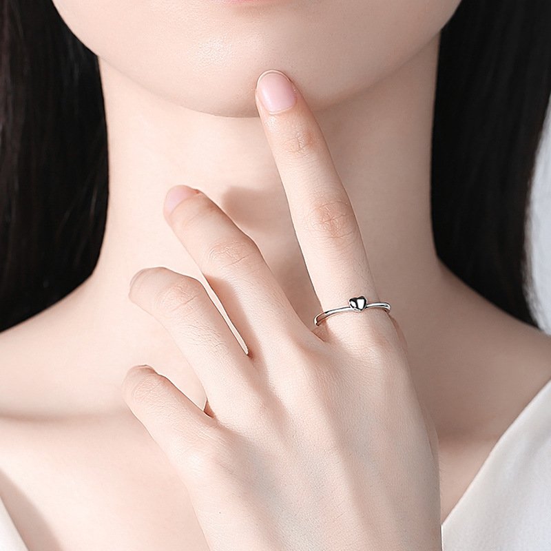 dainty silver heart ring for casual daily wear