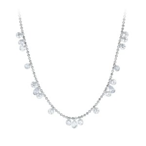 Starburst necklace with 5A cubic zirconia drops on a delicate ball chain