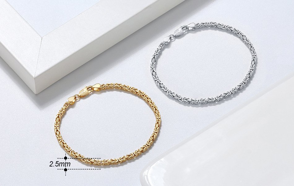 925 Italy marked lobster clasp detail of SYMARA Byzantine chain bracelet