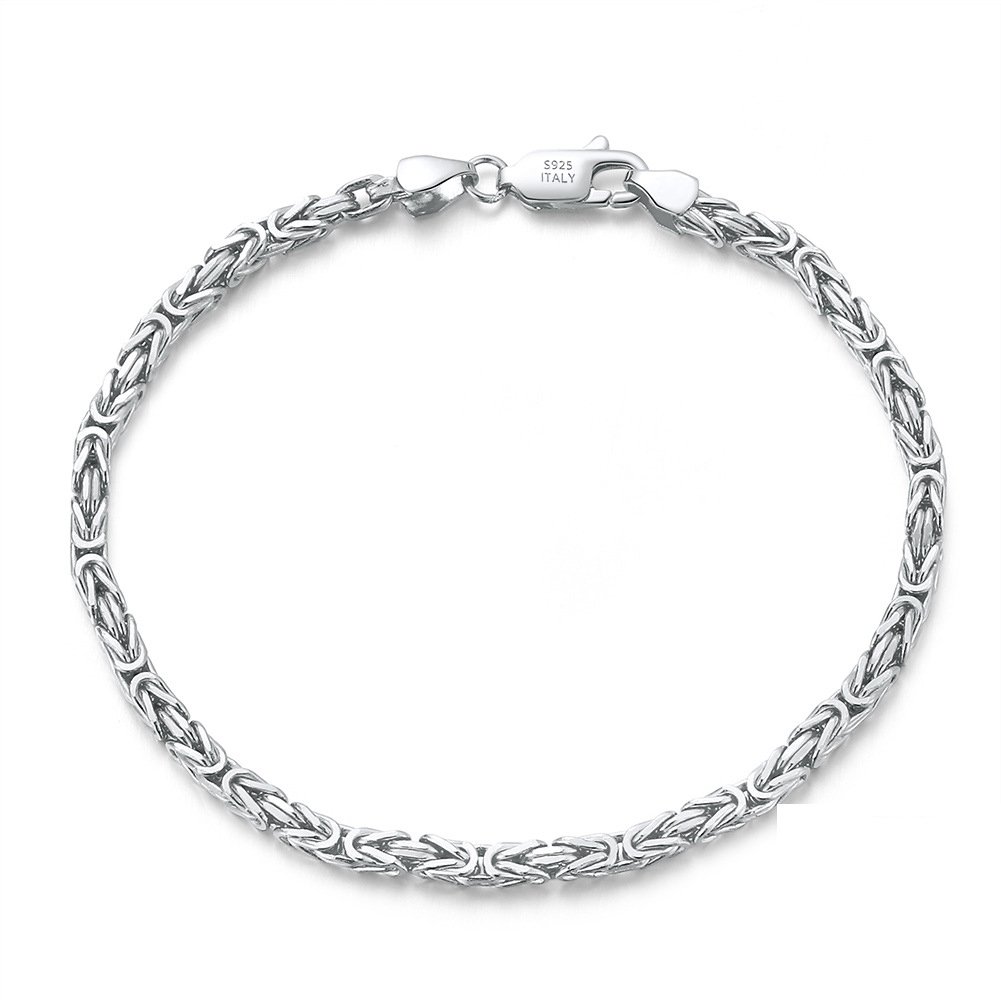 SYMARA classic silver Byzantine link bracelet rhodium plated 925 sterling silver