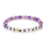 Lavender amethyst beaded godmother bracelet, elegant handmade jewelry for gift