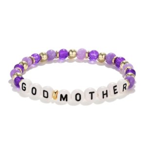 Lavender amethyst beaded godmother bracelet, elegant handmade jewelry for gift