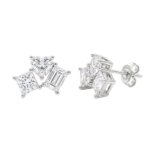 White gold plated multi-cut moissanite stud earrings daily style
