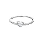 tiny heart ring dainty adjustable sterling silver with cubic zirconia