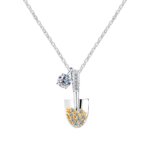 Trendy meaningful moissanite shovel necklace 925 sterling silver two-tone jewelry