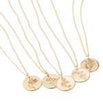 Personalized birth flower necklace, S925 silver embossed coin pendant, gold plated dainty floral jewelry