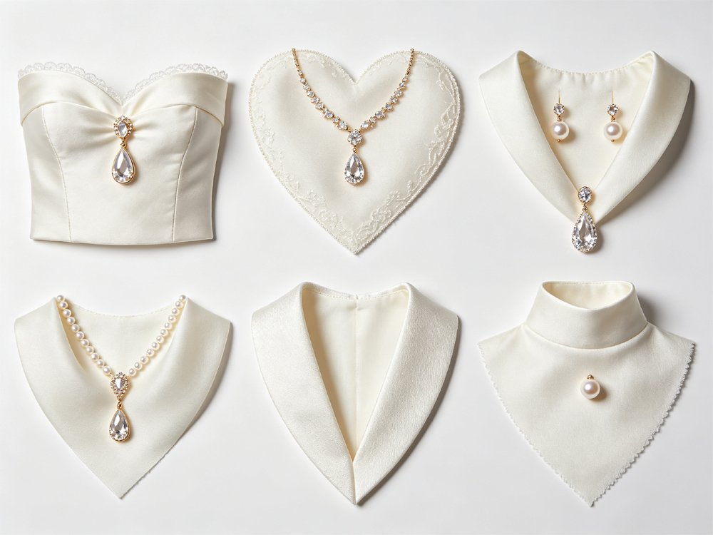 Dressy wedding earrings matched with different wedding dress necklines