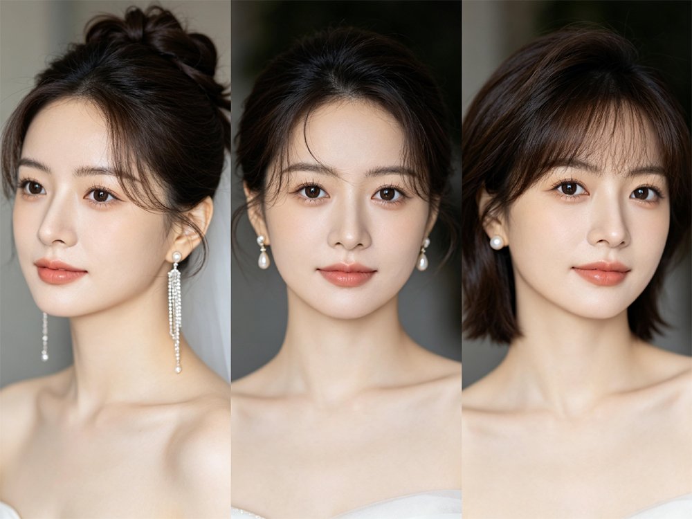 Bridal earrings matched with different hairstyles and face shapes