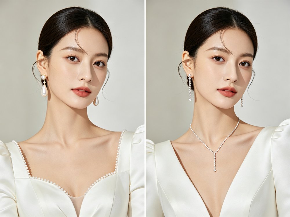 Teardrop and linear earrings for sweetheart and V-neck wedding dresses