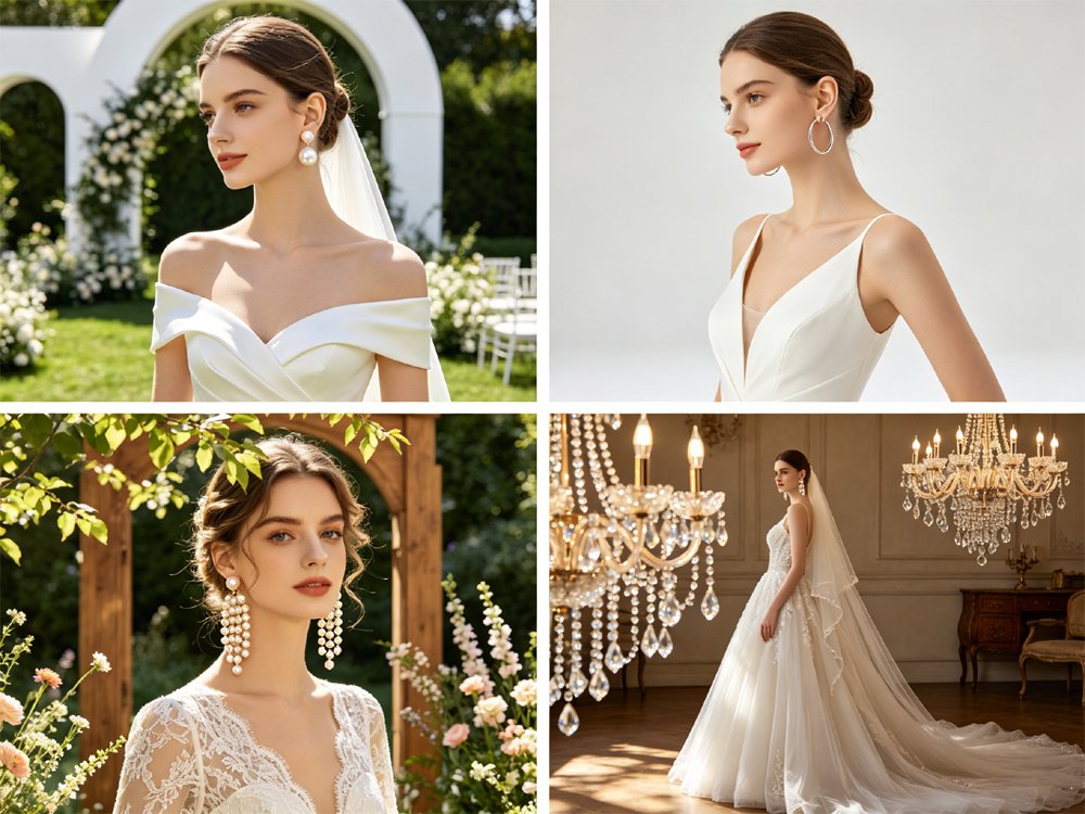 Dressy wedding earrings for classic, minimalist, boho and glamorous weddings