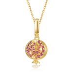 S925 Sterling Silver Mini Pomegranate Charm Pendant, Fertility Lucky Jewelry Charm, Item PD024628