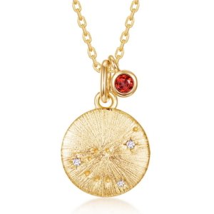 SYMARA Capricorn zodiac birthstone necklace, natural garnet star map pendant, hypoallergenic S925 silver, sophisticated office wear jewelry gift