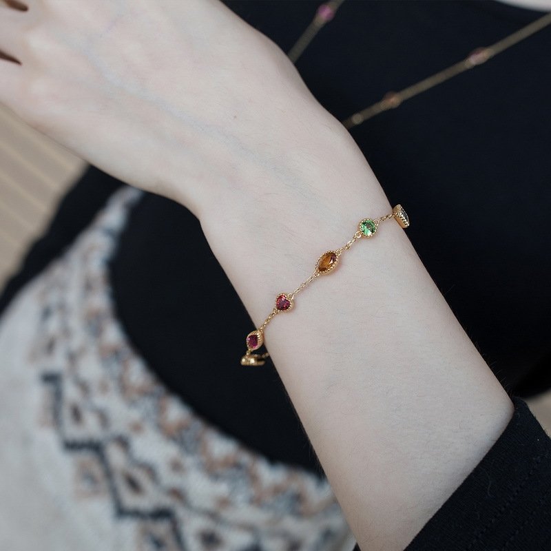 Elegant daily wear look of vintage colorful gemstone bracelet