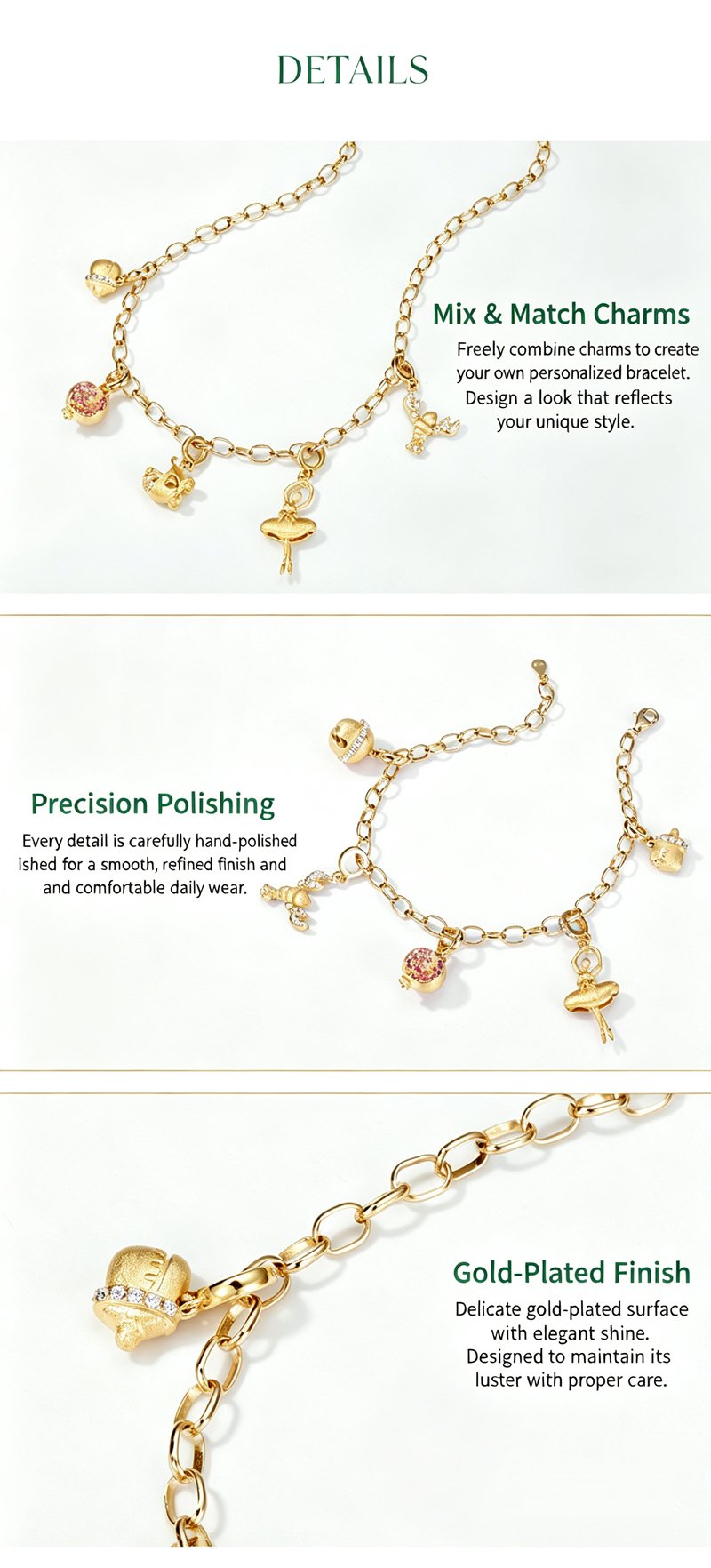 DIY custom charm bracelet with assorted pendants, personalized wrist stacking jewelry