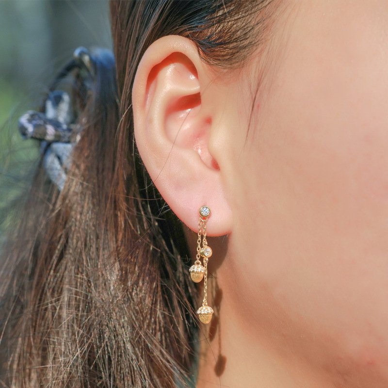 Nature style hazelnut tassel earrings daily wear, match with necklace and bracelet