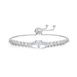 SYMARA heart cut moissanite tennis bracelet 18k white gold sterling silver
