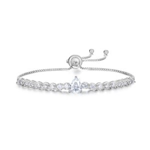 SYMARA pear cut moissanite tennis bracelet 18k white gold sterling silver